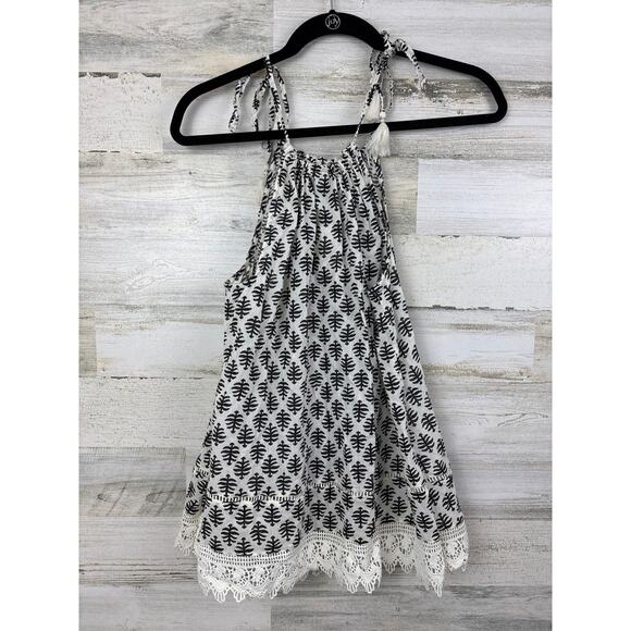 Old Navy womens medium sleeveless black white lace trim boho blouse top - Picture 1 of 5